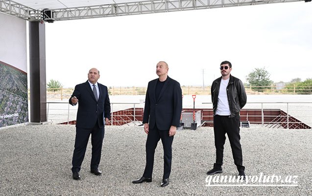 Prezidentlə oğlu Ağdamda təməlqoyma mərasimində iştirak etdilər - Fotolar