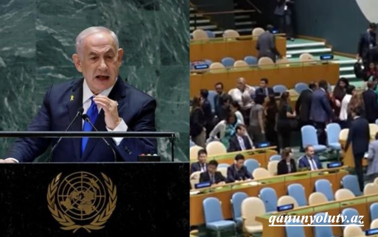 Netanyahu danışdı, zalı tərk etdilər - Video