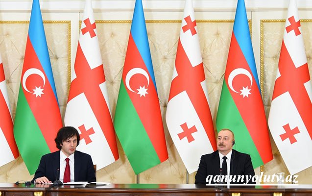 İlham Əliyev İrakli Kobaxidze ilə mətbuata bəyanatlarla çıxış ediblər