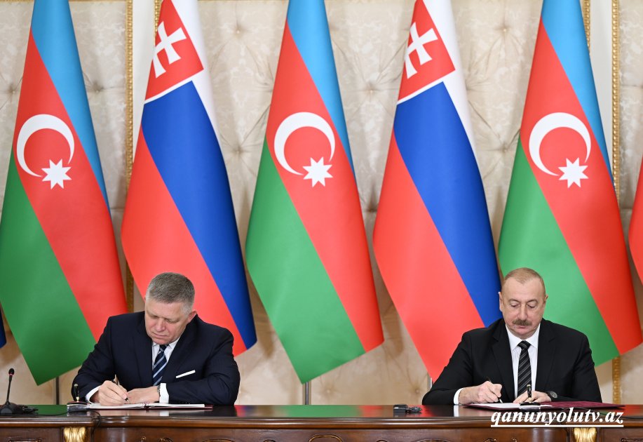 Azərbaycan-Slovakiya sənədləri imzalandı - Foto
