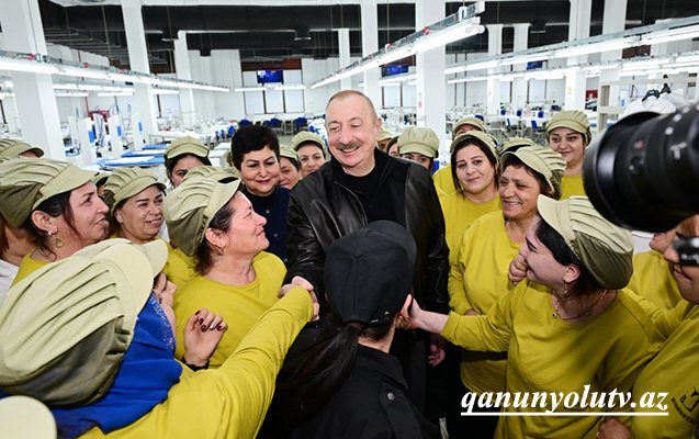 İlham Əliyev Xankəndi tikiş fabrikində - Yenilənib - Video - Fotolar